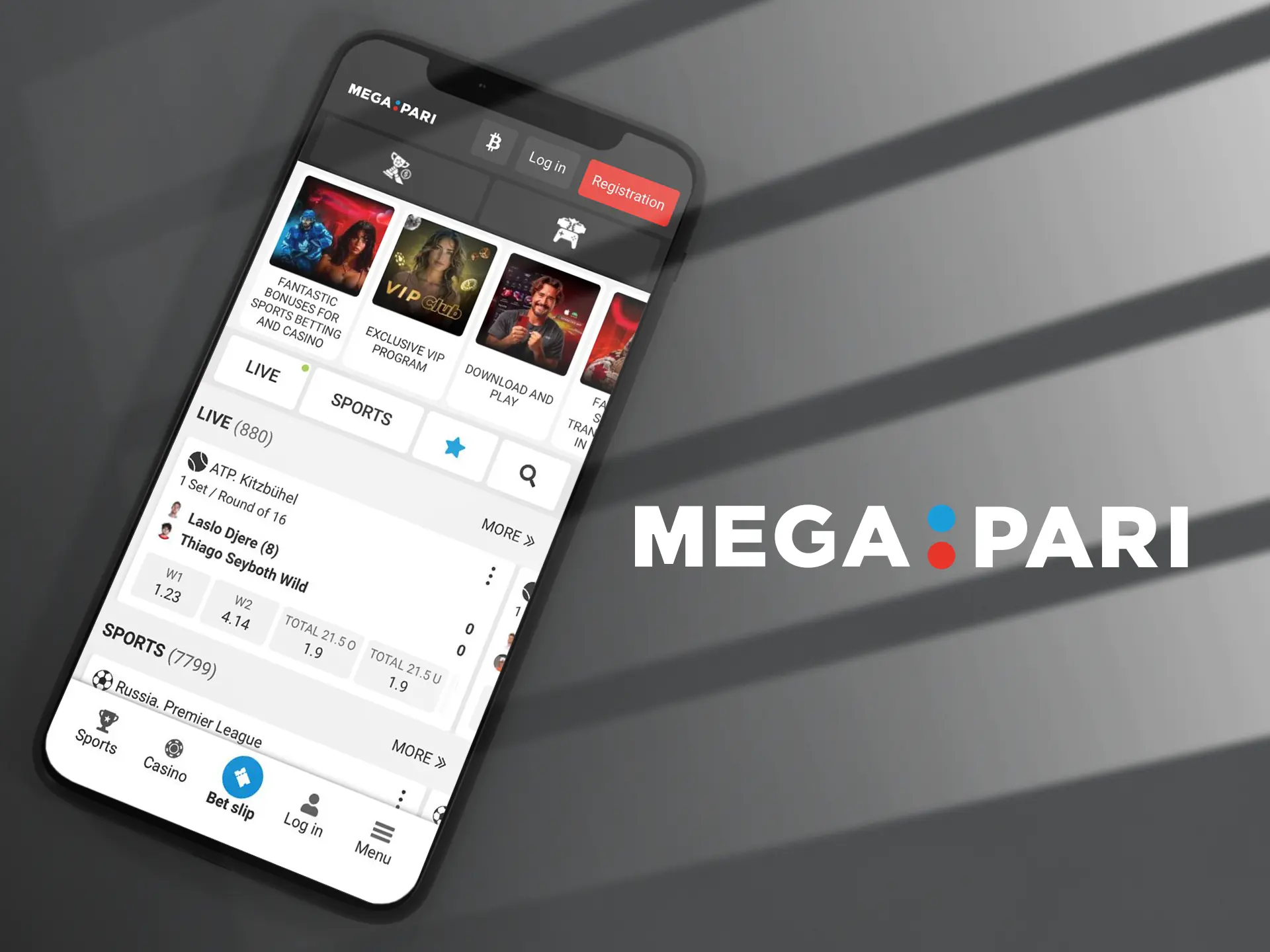 The Megapari app has a simple interface and is great for any mobile device.