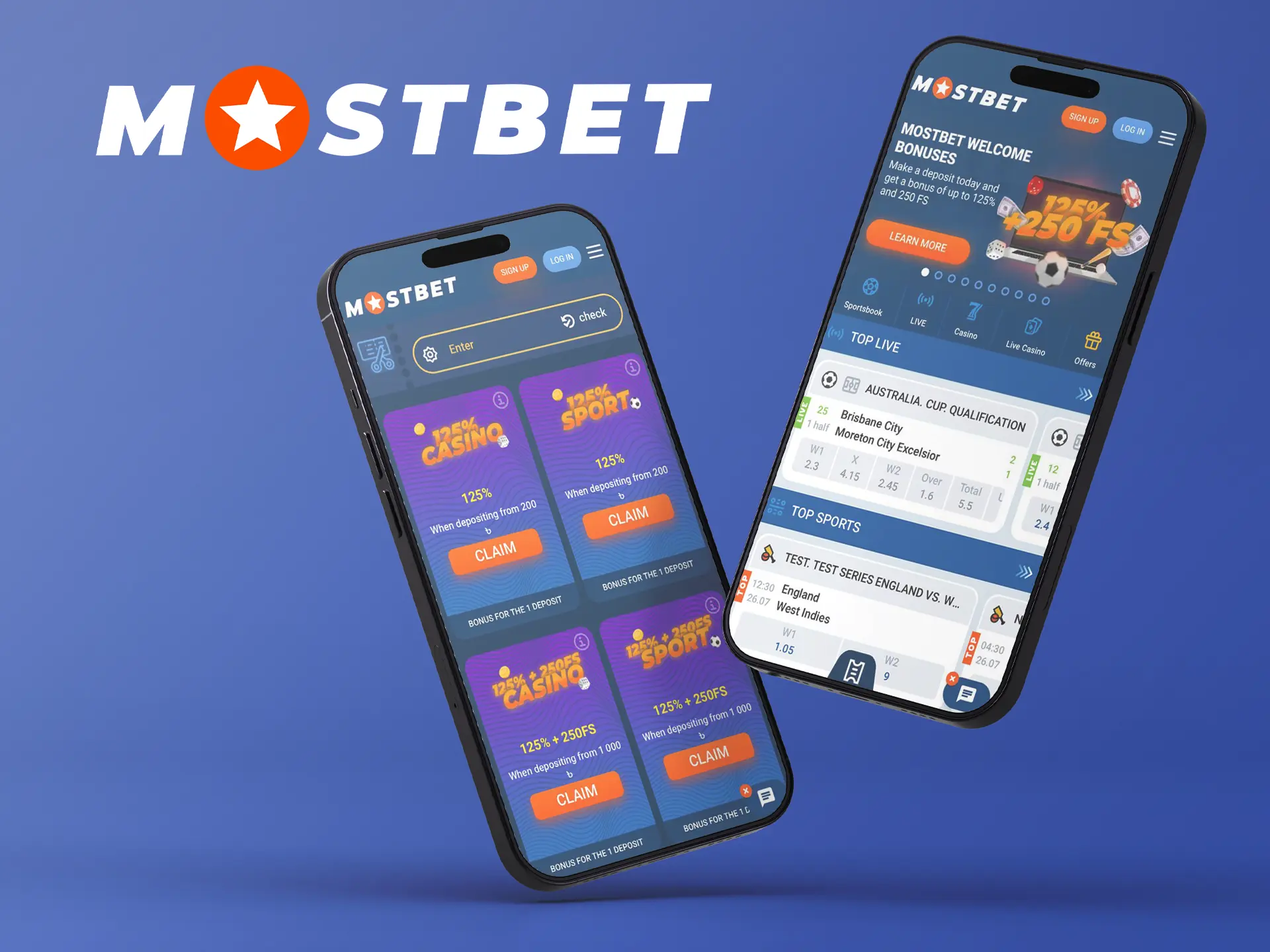 Use bonuses when betting in the Mostbet mobile app.