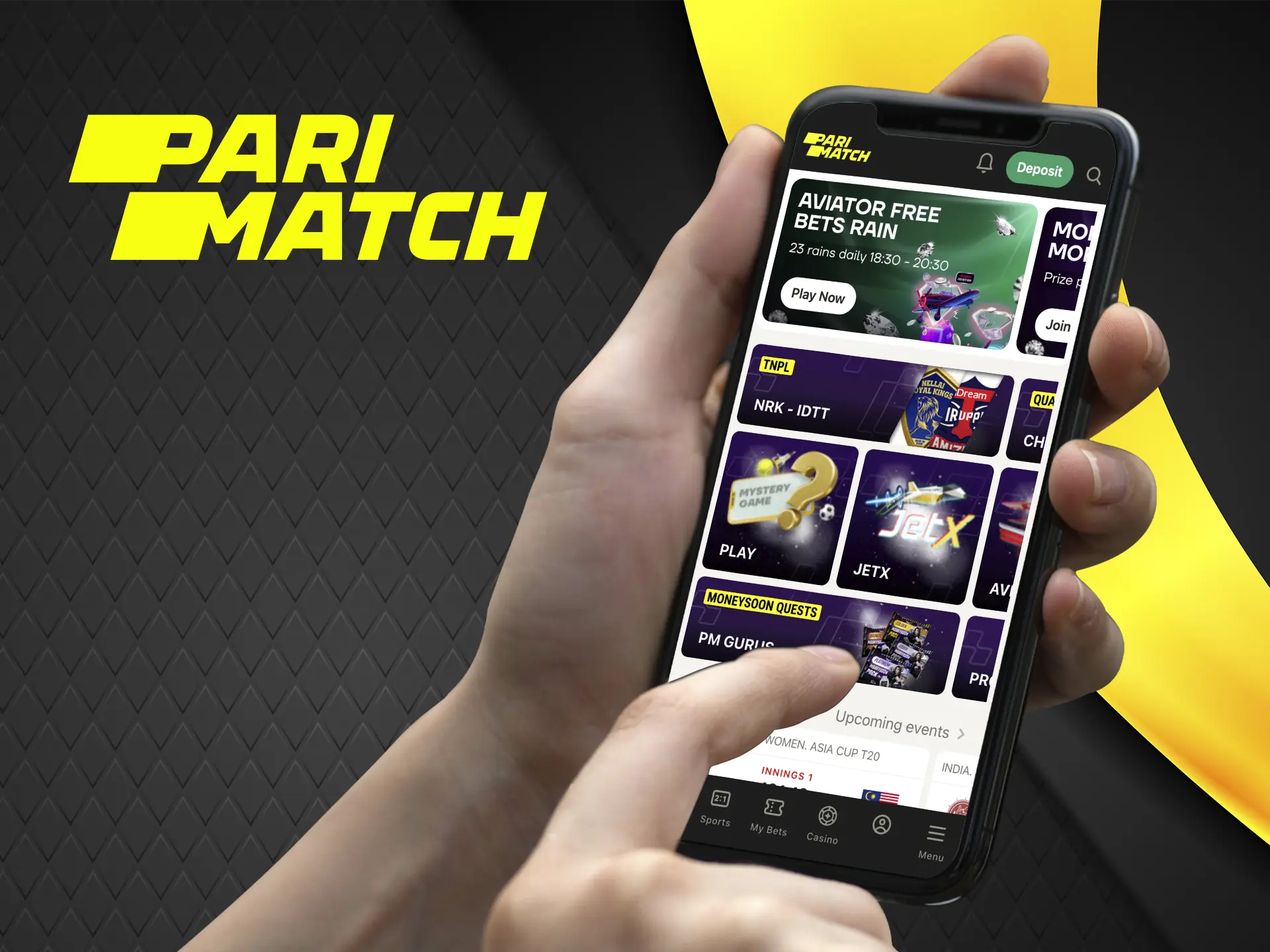Analyse matches and place bets through the best Parimatch app.