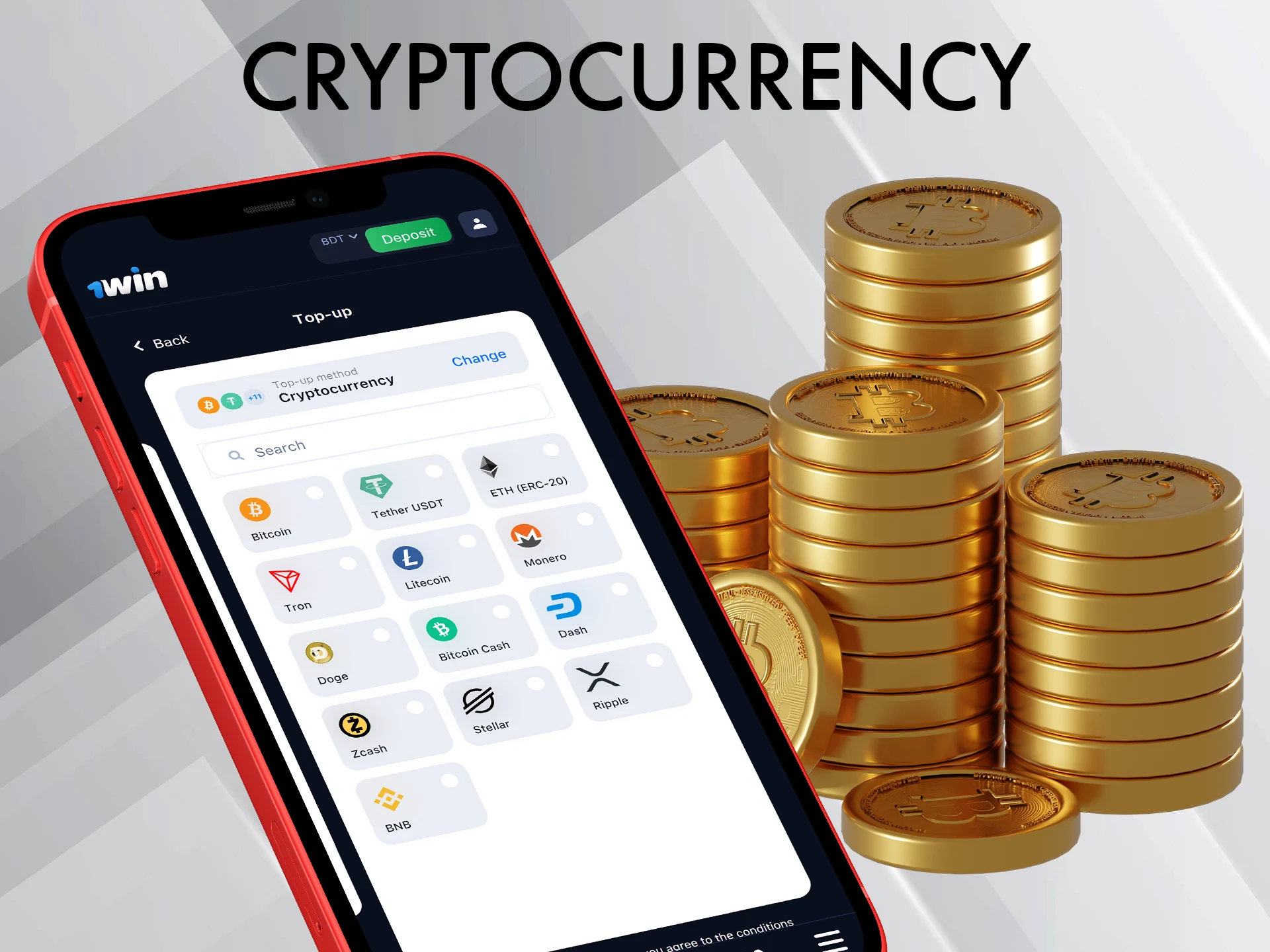 Transactions can be made using cryptocurrency.