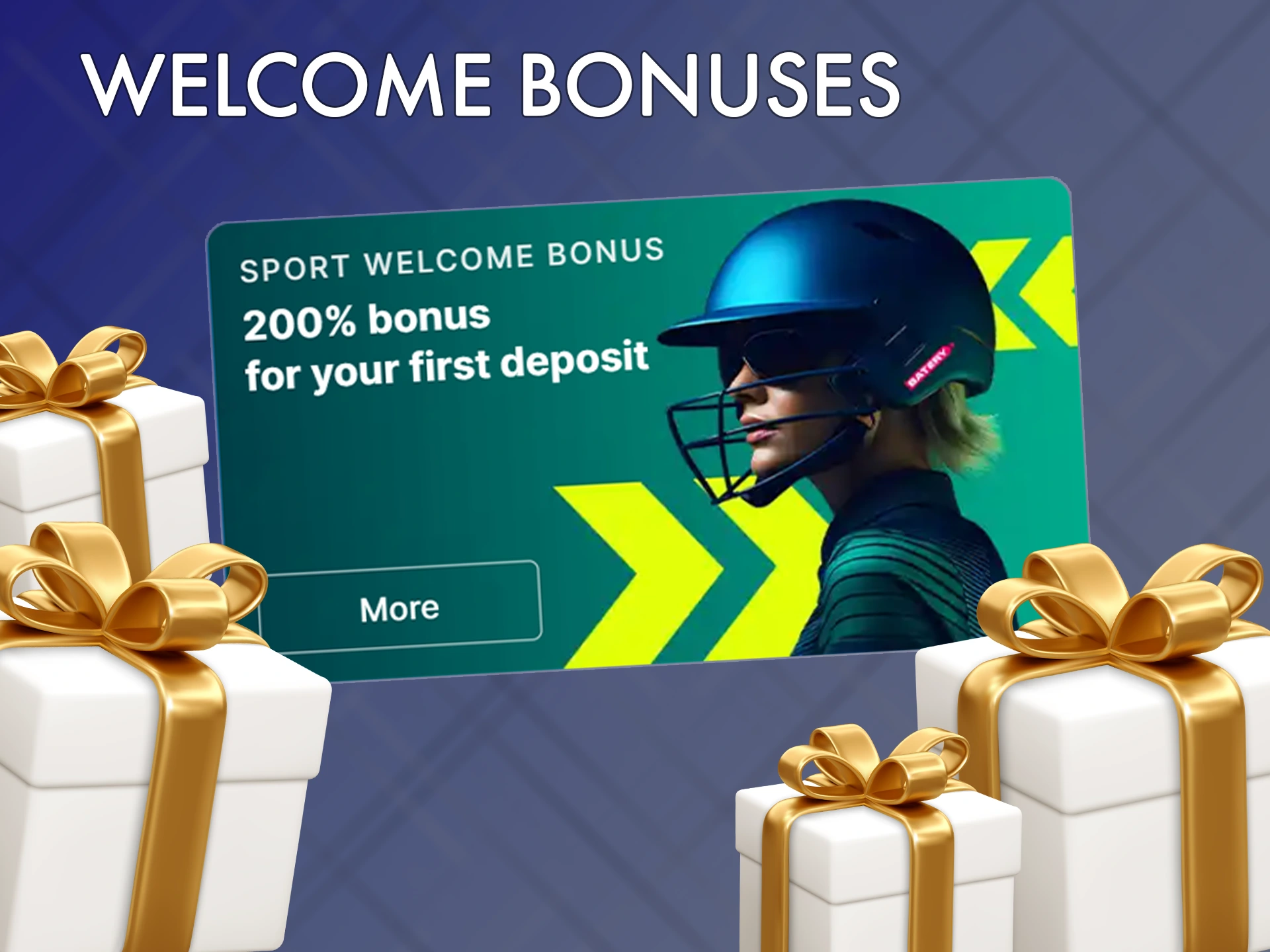 Sign up on one of the bookmaker's websites and get your welcome bonus.