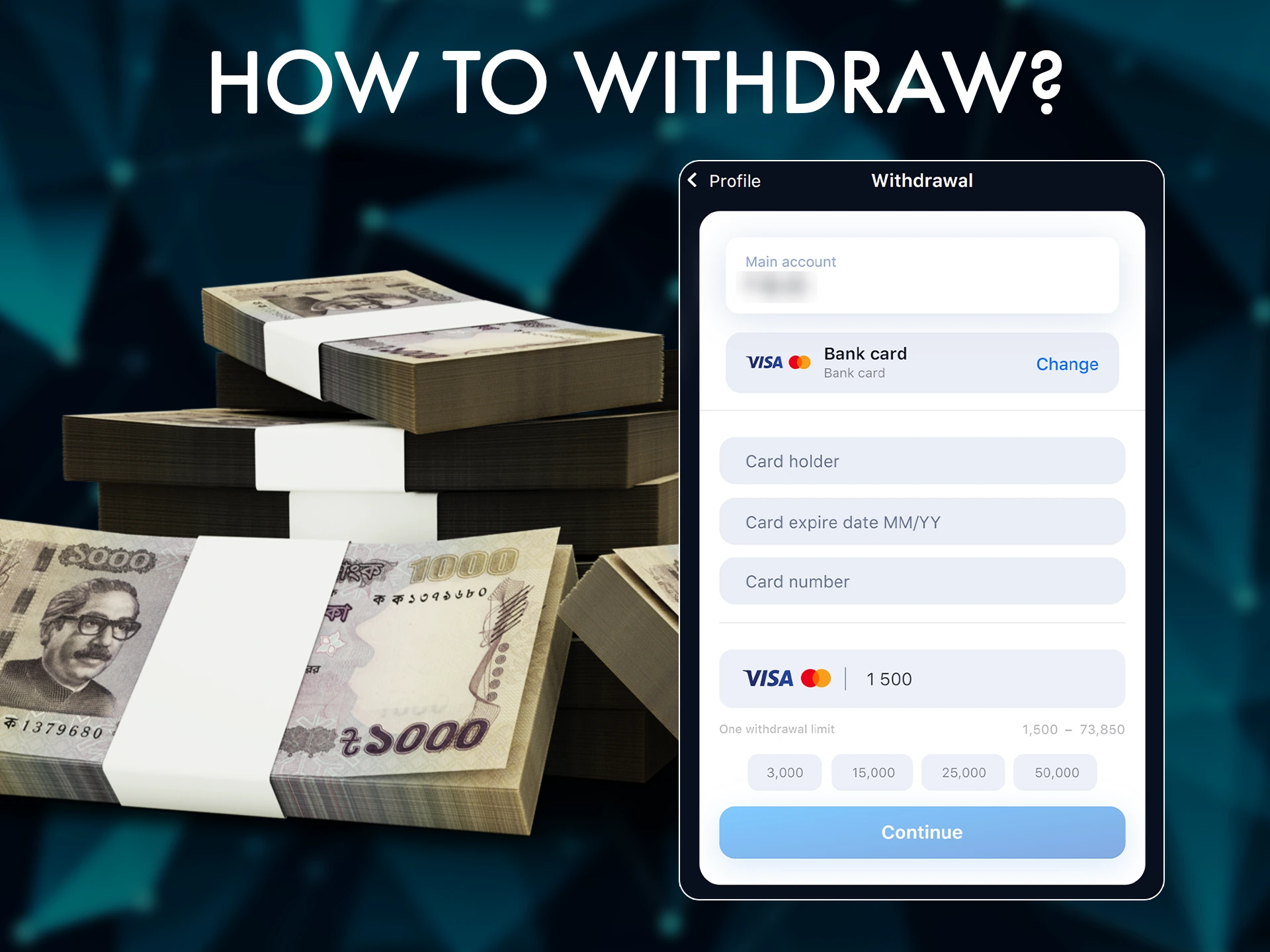 Open your wallet and choose a payment system to withdraw your winnings.