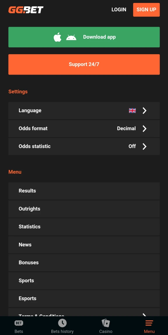 Download the GGbet app for iOS.
