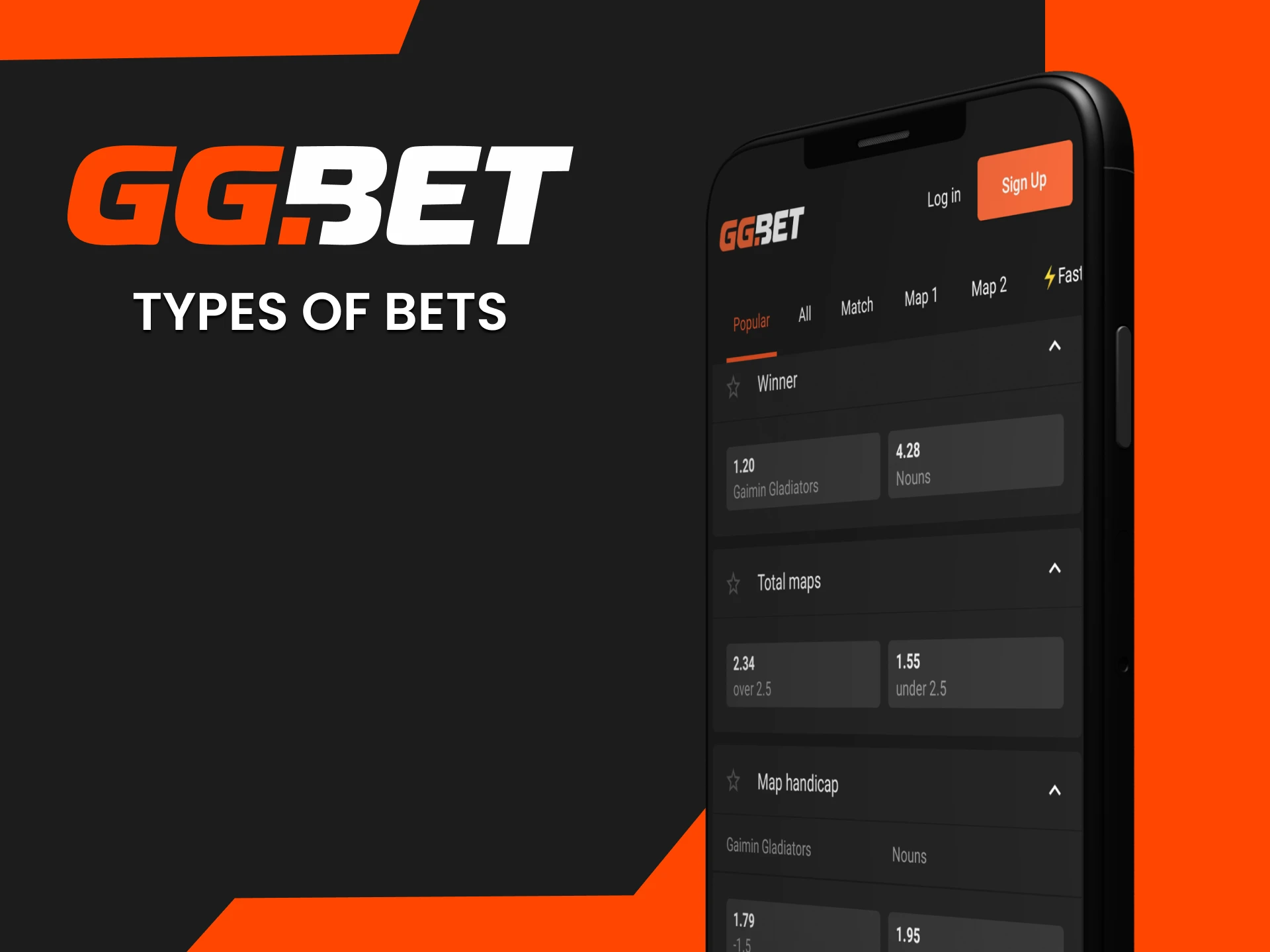 Choose your betting option in the GGbet app.