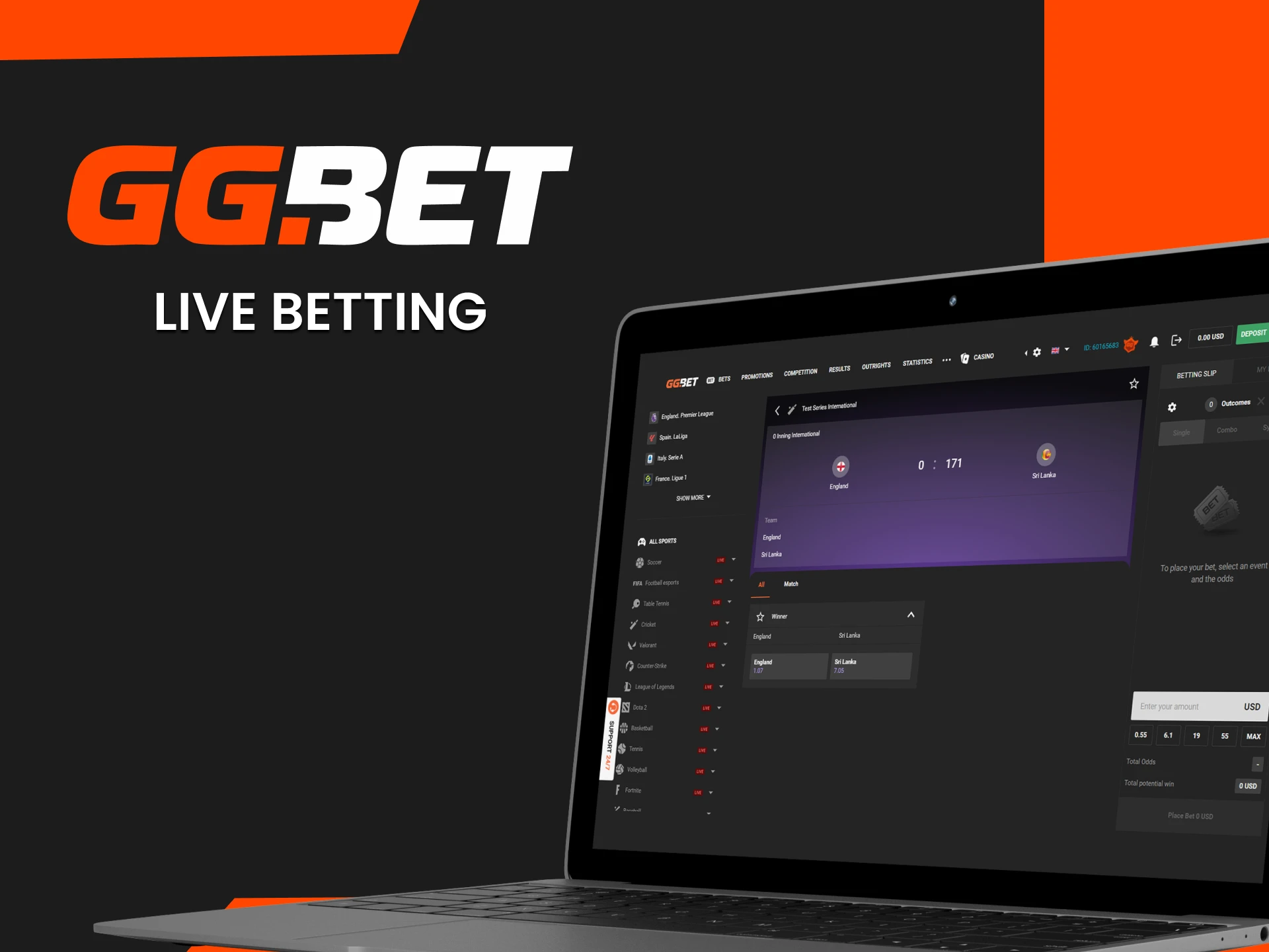 Bet on live events on GGbet.