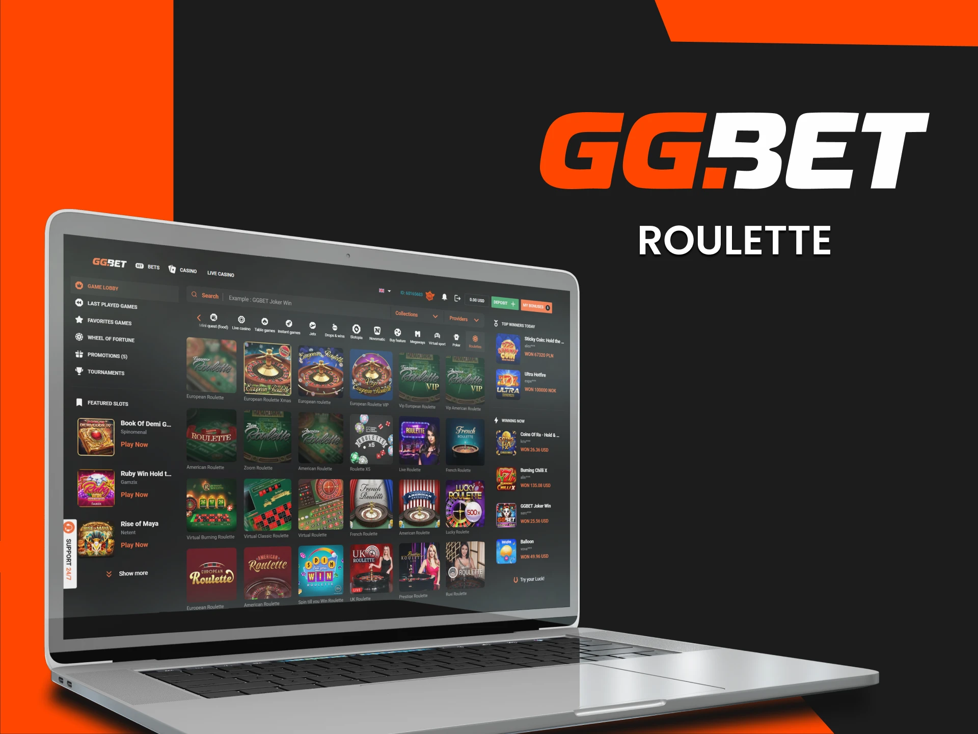 For casino games at GGbet, choose roulette.